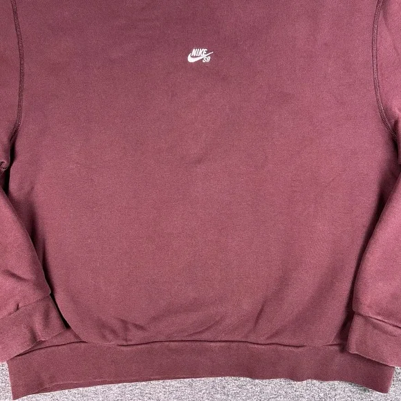 Nike SB Sweaters Mens L Maroon Loose Fit Pullover Skateboarding Swoosh Heavy - Picture 8 of 14